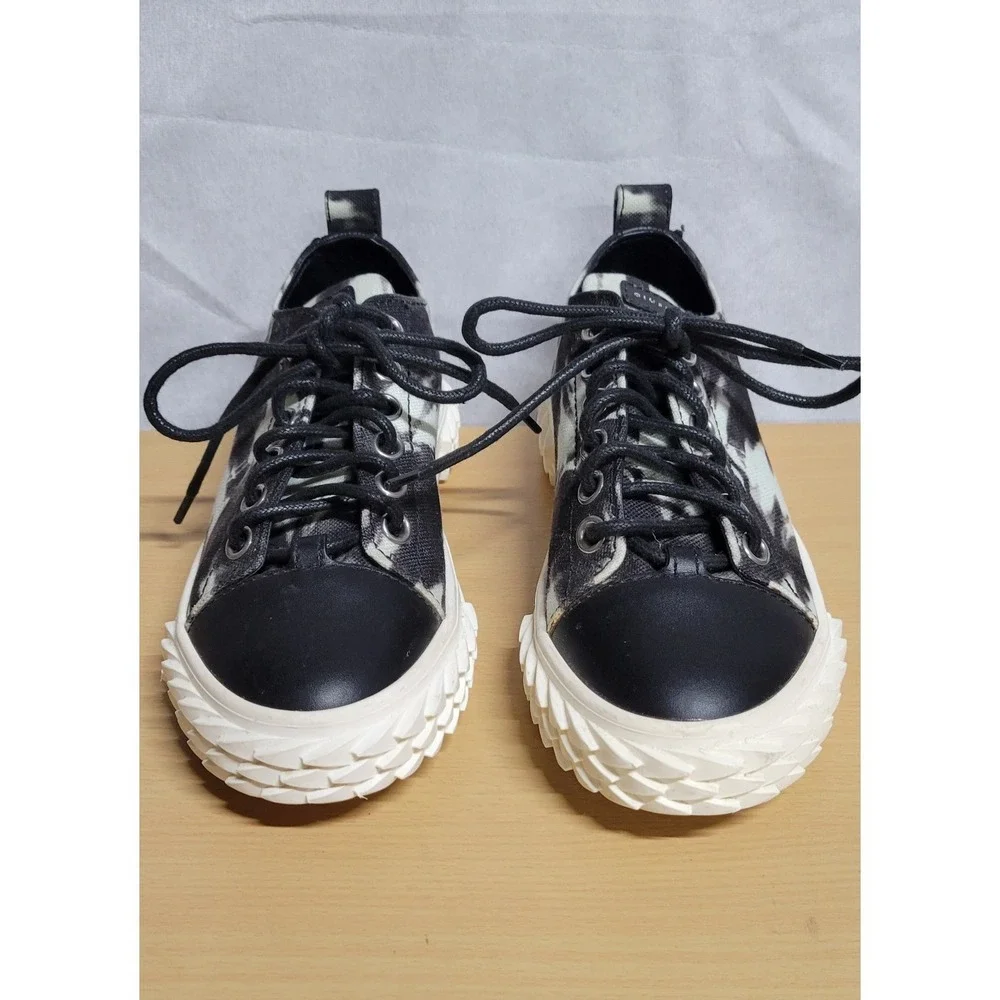 Black White Giuseppe Zanotti Blabber Leather Lace Up Sneakers Size 5.5